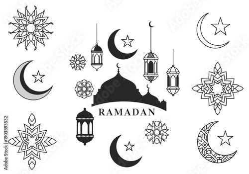 A minimalist black and white geometric flower evokes simplicity and elegance, perfect for creative projects like logos or decorative elements.