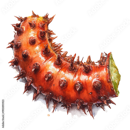 Sea Cucumber, illustration watercolor with dynamic strokes and balanced color harmony, isolated on a white background.