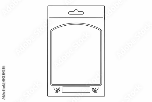 Blank packaging box template with window cutout and leaf design for product mockup