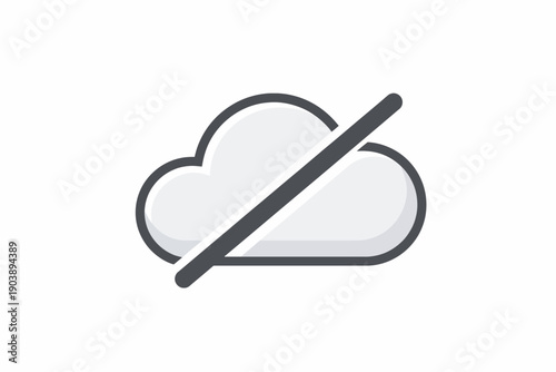 Cloud with diagonal line symbolizing offline or no connection status