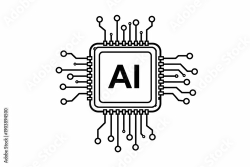 Ai processor chip with circuitry: symbolizing artificial intelligence and technology integration
