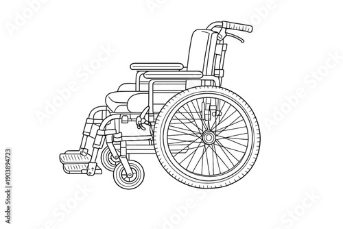 Illustrative outline of wheelchair on dark background