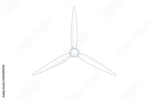 Wind turbine with three blades on grey background