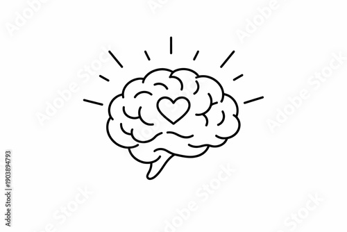 Creative brain with heart icon illustrating mindfulness and emotional intelligence