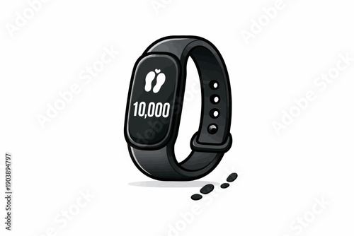 Digital fitness tracker with step count display and heart icon
