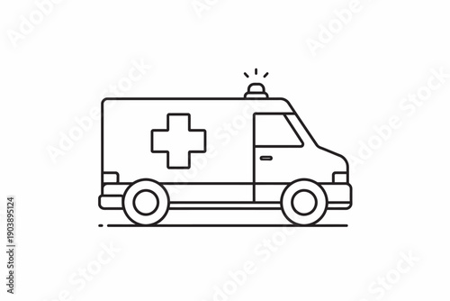 Wallpaper Mural Minimalist ambulance icon with cross and siren in black and white vector design Torontodigital.ca