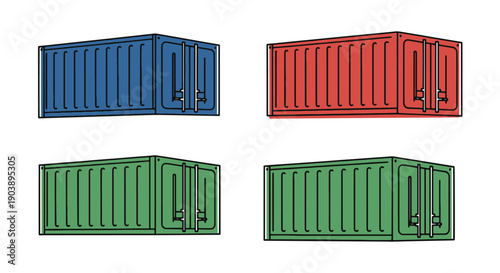 Shipping Containers vector line art