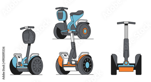Segway Line art color illustration