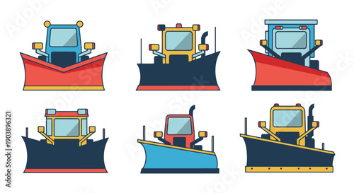 Snow Plows Line art colorful professional design