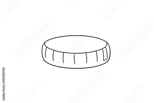 Simple black and white sketch of a hockey puck on textured background