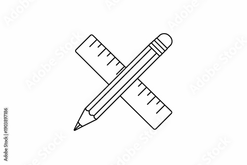 Outline of crossed pencil and ruler icon for design and measurement concepts