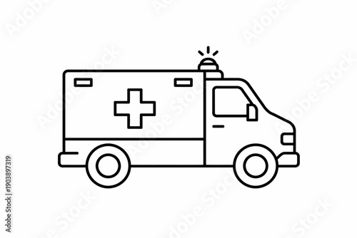 Wallpaper Mural Black and white ambulance icon with cross and siren on white background Torontodigital.ca