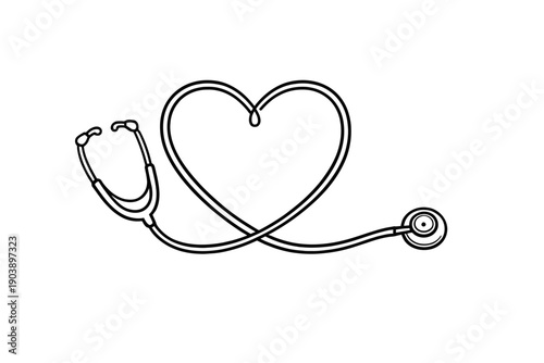 Heart-shaped stethoscope symbolizing healthcare and compassion