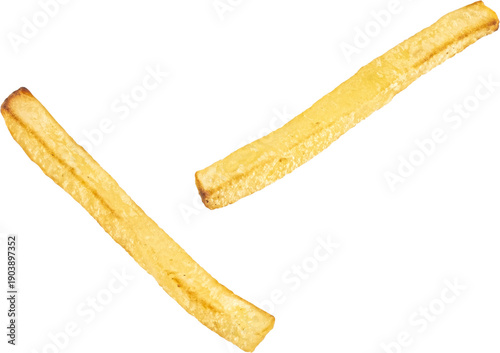 Falling french fries potato sticks isolated