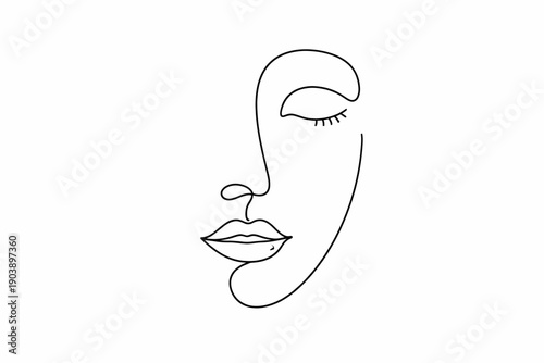 Minimalist line drawing of a female profile with closed eyes