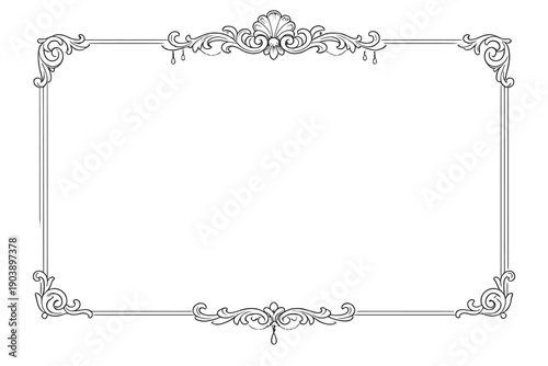 Ornate silver frame with elegant floral design on dark background