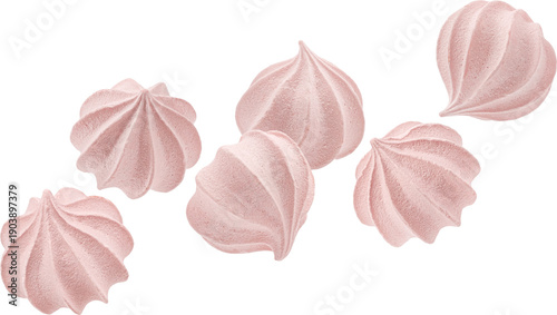 Tableau sur toile Falling pink meringue cookies isolated