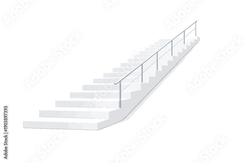 Sleek modern white staircase with minimalist design and elegant railings