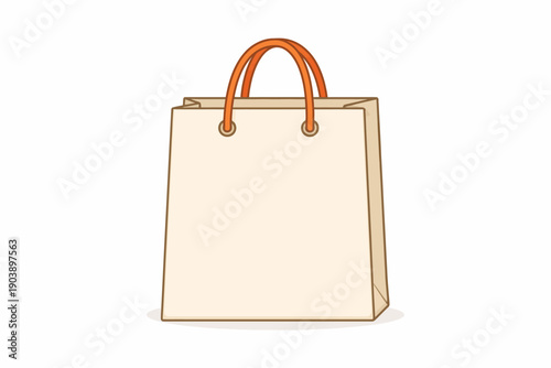 Eco-friendly shopping bag with orange handles on white background