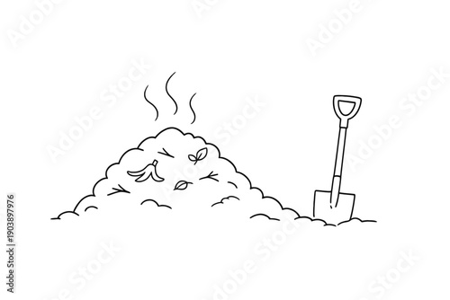 Compost heap and shovel illustration for gardening enthusiasts