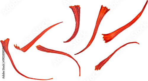 Falling saffron threads isolated