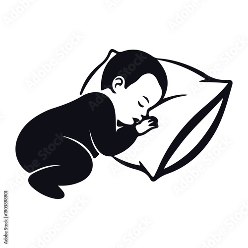 Baby sleeping peacefully on a soft pillow illustration