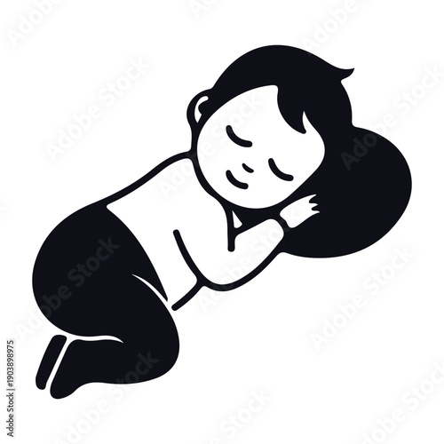 Cute baby sleeping peacefully on a pillow illustration
