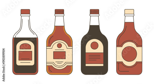 Syrup Bottle Line color filled modern design