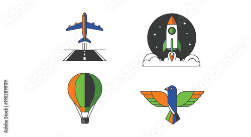 Takeoff Line art color vector clean design