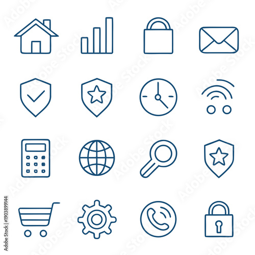 Collection of various icons related to business and technology Vector