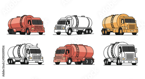 Tank Truck Line art filed color illustration