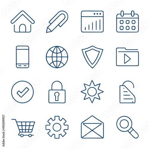 Collection of various icons for navigation and settings Vector