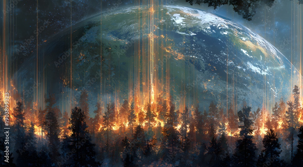 Fototapeta premium Earth's atmosphere and forest fires
