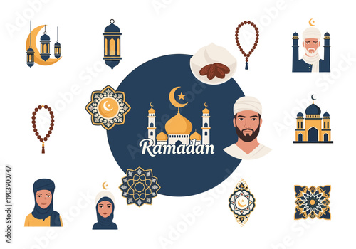 A calm and composed illustration of a woman wearing a hijab, ideal for cultural representation in diverse content.