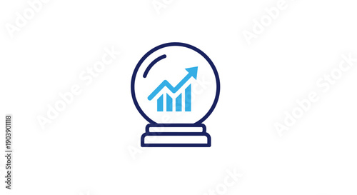 Crystal ball with rising graph.