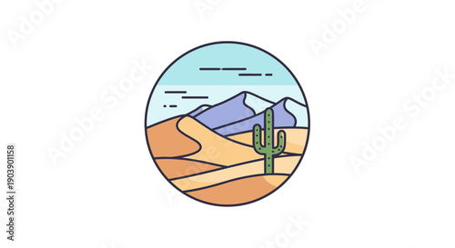 Cactus in desert landscape scene.