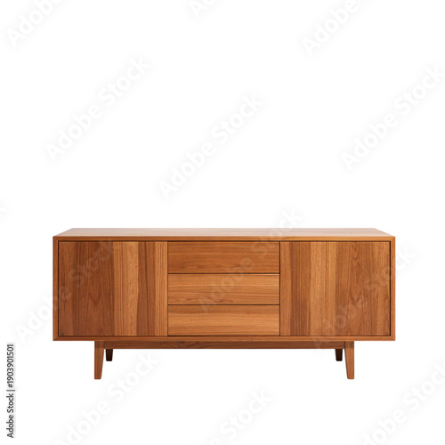 Wooden Storage Cabinet With Four Drawers and Two Doors in Modern Design