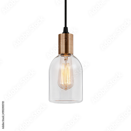 Modern Hanging Light With Metal Cage Design in a Bright Space