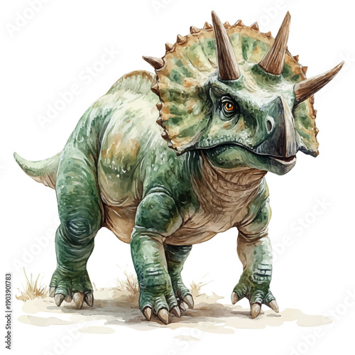 watercolor of Protoceratops, vector, isolated on a white background.