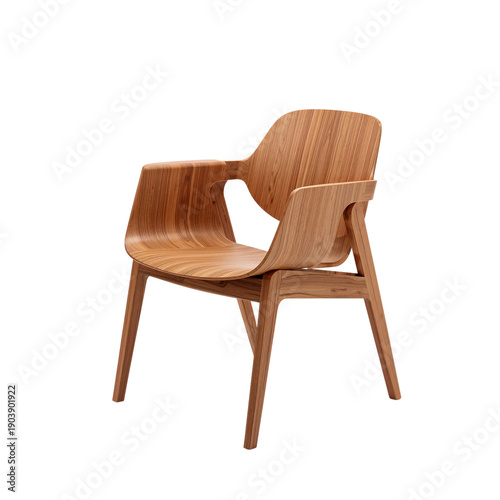 Wooden Chair Design With Curved Back and Armrests Suitable for Various Settings