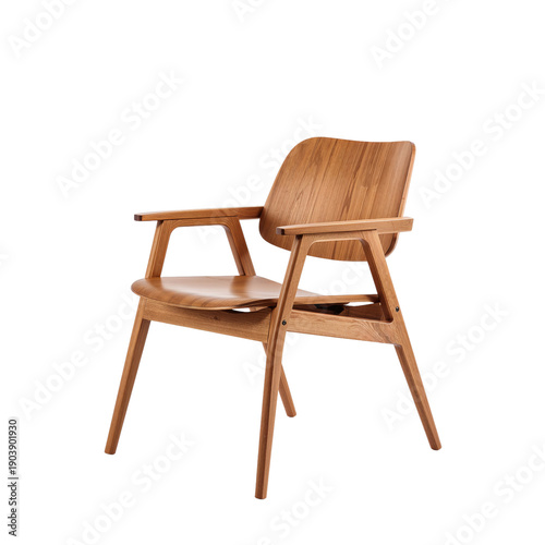 Wooden Chair Design With Curved Back and Armrests Suitable for Various Settings