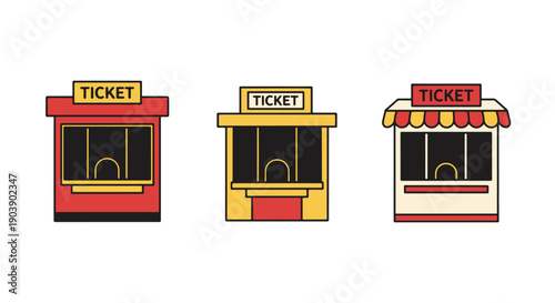 Ticket Booth Line vector modern style art creative concept