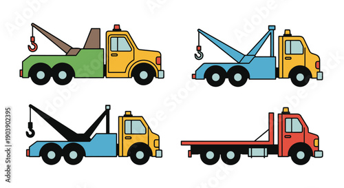 Tow Truck Line art color clean design