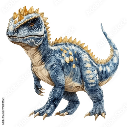 Pachycephalosaurus, vector watercolor clipart with soft pastel strokes, isolated on a white background.