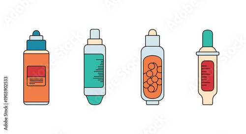 Vaccine Line art filled color trendy design