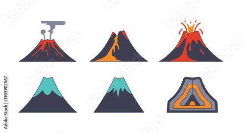 Quadro su tela Volcano Line art creative design