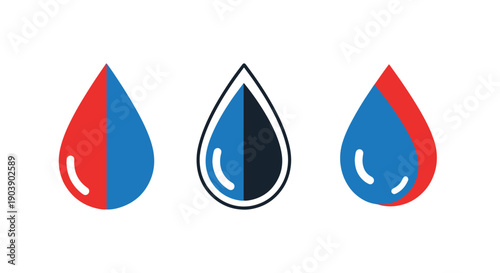 Water Drop Line art color filled modern design