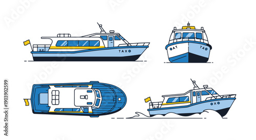 Water Taxi Line art creative design