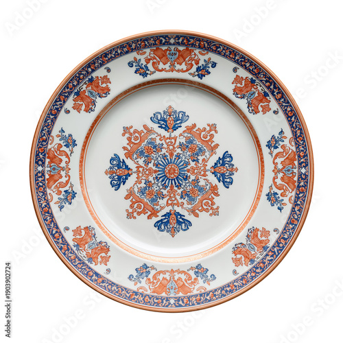 Decorative Plate With Intricate Patterns and Designs on Display for Viewing