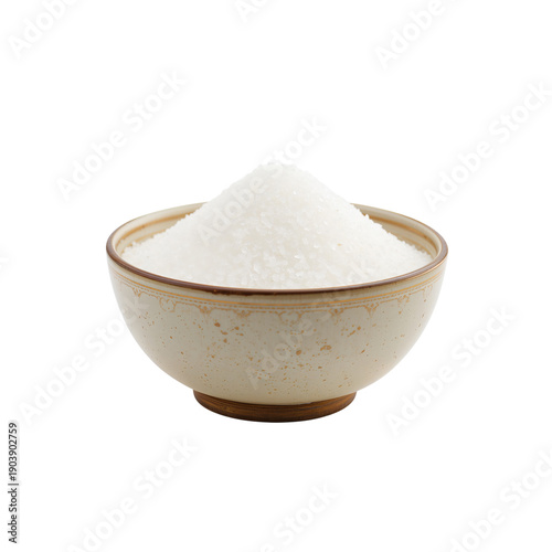 Bowl Filled With White Salt on a Plain Background in a Kitchen Setting